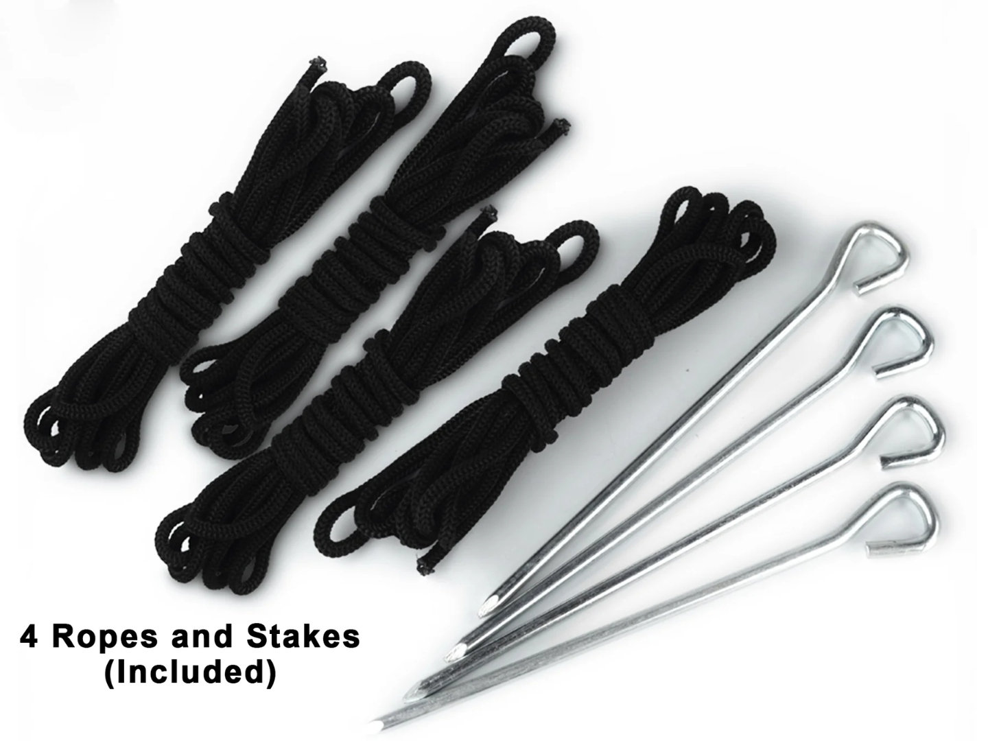 Ropes and stakes included