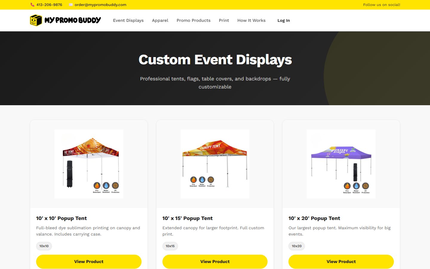 Custom event displays product catalog